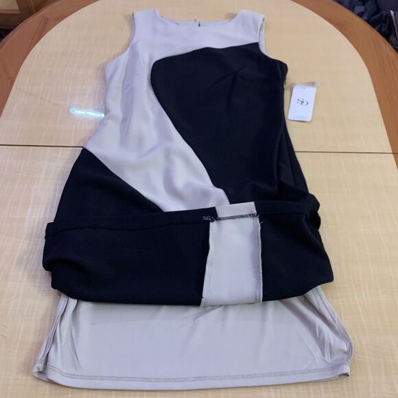 Sandra Darren Dress Sheath Small 4 6 party wedding Cocktail Zipper color-block - Picture 12 of 12